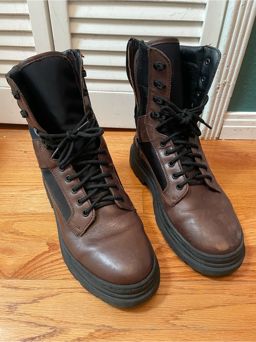 Aldo Men's Brown & Black Lace-Up Combat Boots